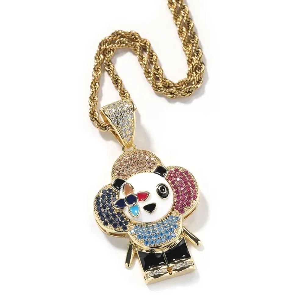 Colorful Panda Pendant Necklace